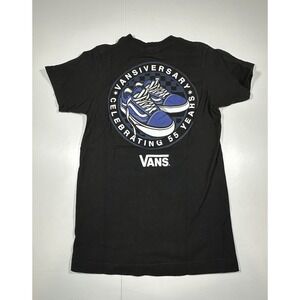 Vans Silver Anniversary 55 years Graphic Tee Size Small Skateboarding Black